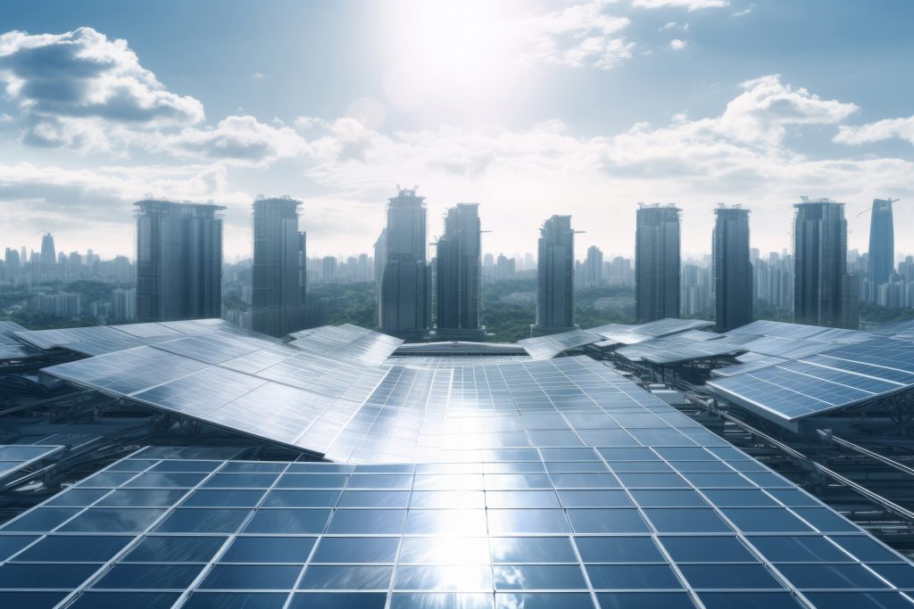 Celdas solares en un entorno industrial